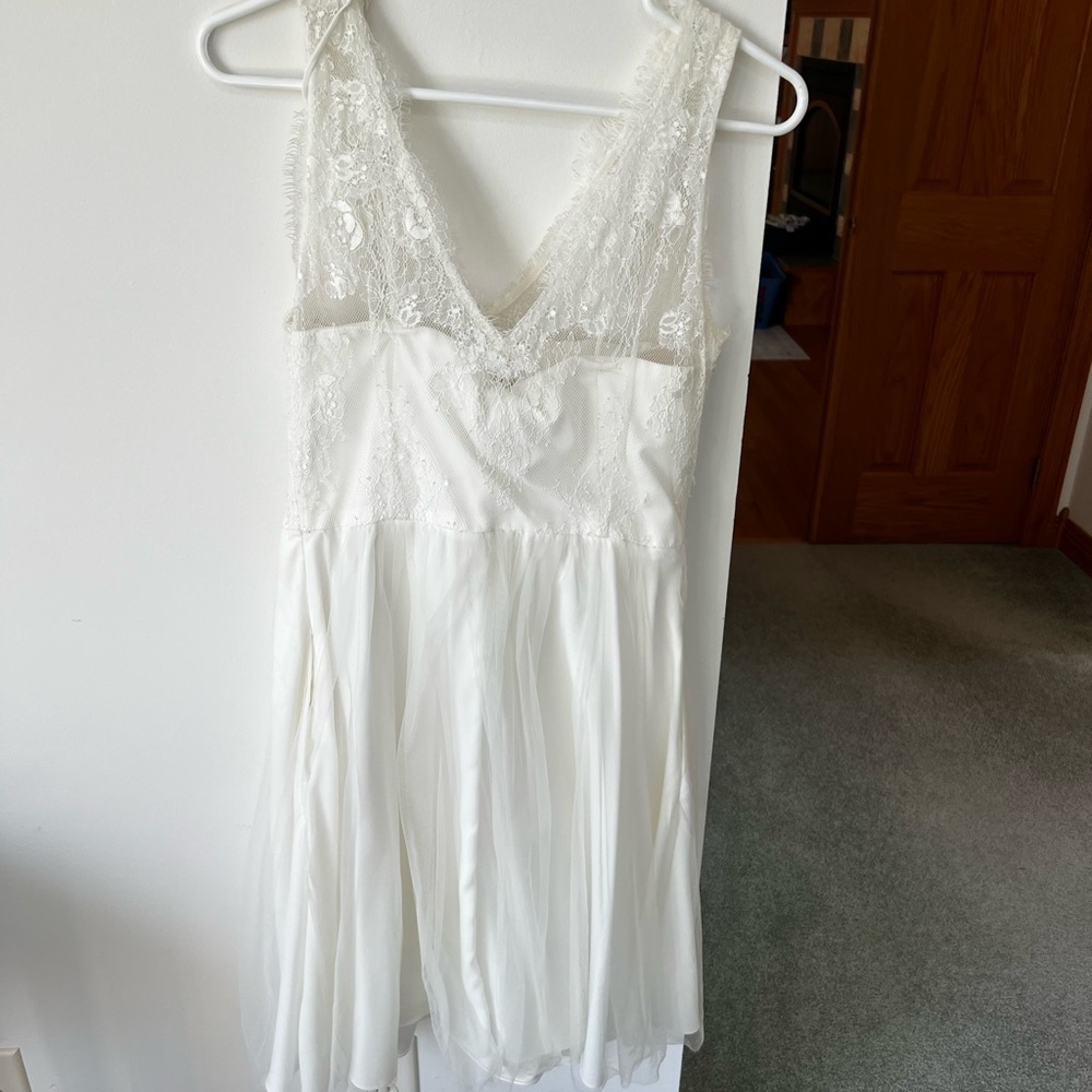Anthropologie White Lace Cocktail or Prom Dress